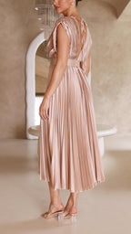 Maria | Elegante geplooid maxi jurk vloeiend chic