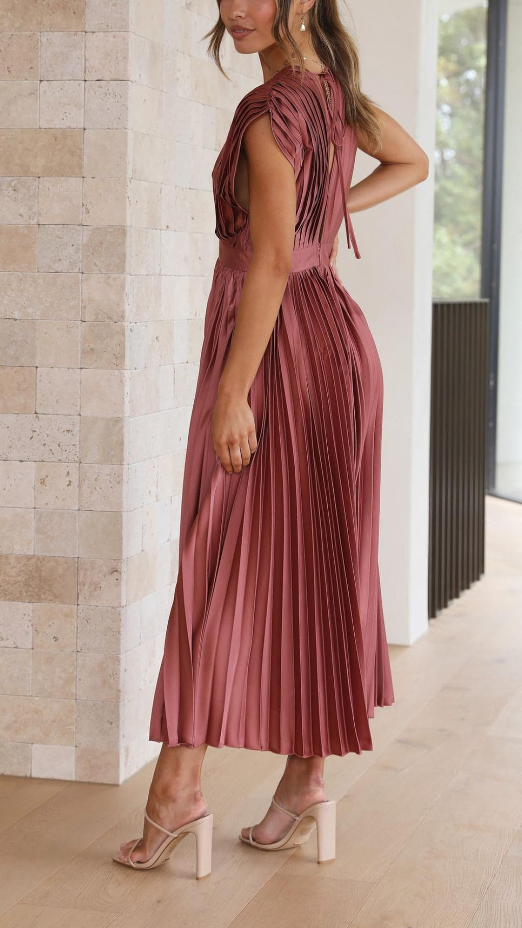 Maria | Elegante geplooid maxi jurk vloeiend chic