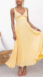 Rosalind | Geplooid maxi jurk v-hals elegant avond