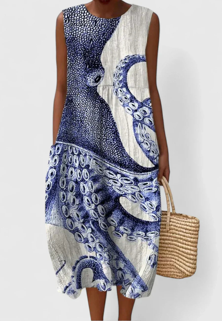 Alizhyah | luchtige print midi jurk casual zomer