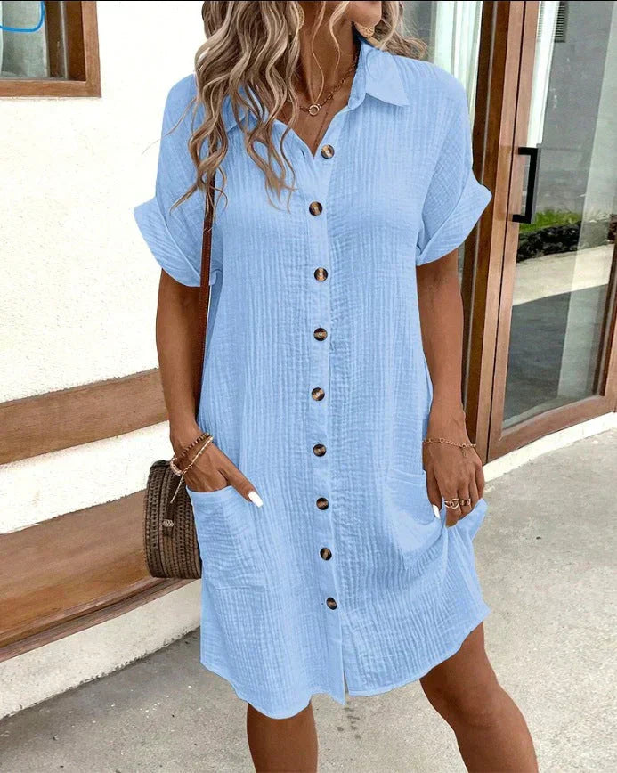 Nala | polo midi jurk casual zomer veelkleurig