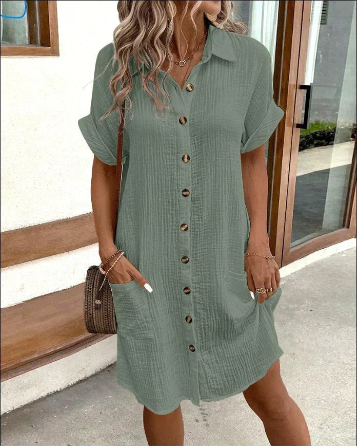 Nala | polo midi jurk casual zomer veelkleurig