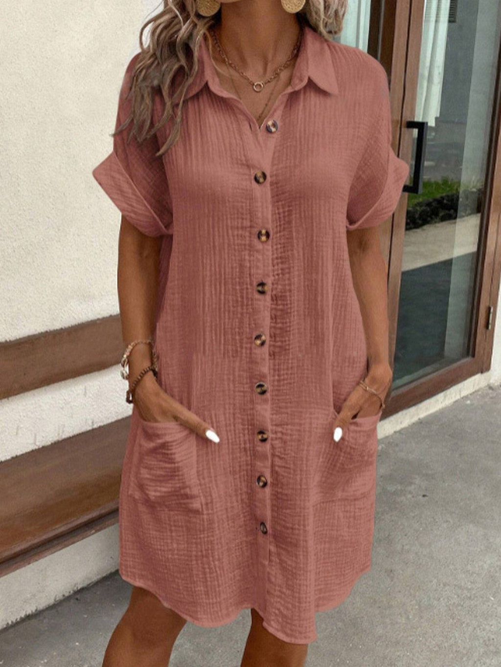 Nala | polo midi jurk casual zomer veelkleurig