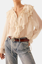 Xavena | Stijlvol blouse dames top ruffle chic