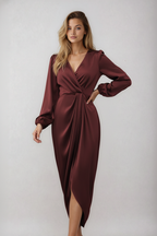 Fiona | wikkel midi jurk v-hals getailleerd casual