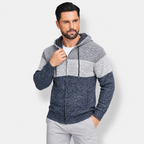 Men’s Color Block Zip-Up Fleece Hoodie – Casual Warm Cardigan Jacket