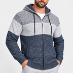 Men’s Color Block Zip-Up Fleece Hoodie – Casual Warm Cardigan Jacket