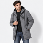 Men’s Hooded Trench Coat – Casual Drawstring Zip-Up Spring & Autumn Jacket