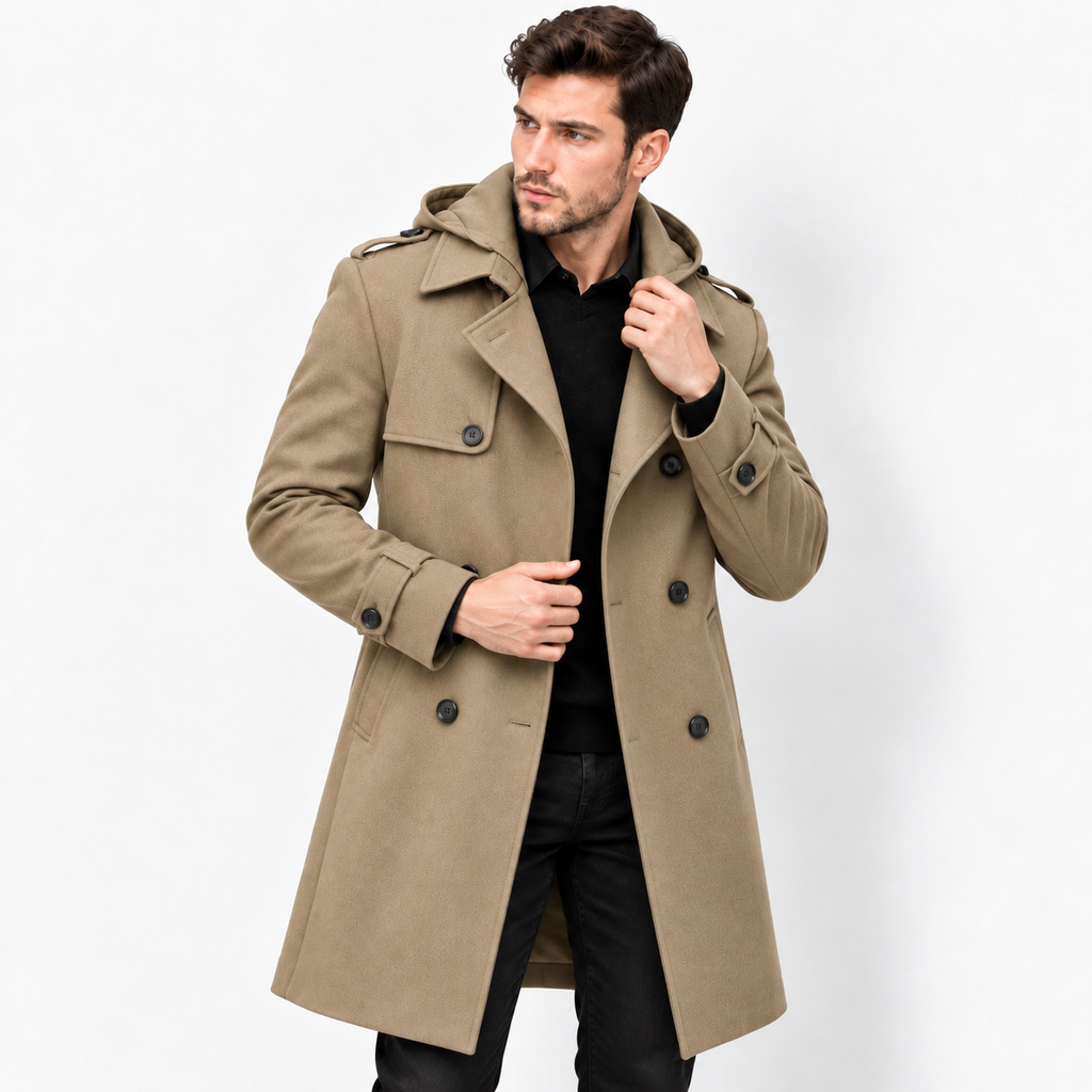 Men’s Slim Fit Double-Breasted Trench Coat