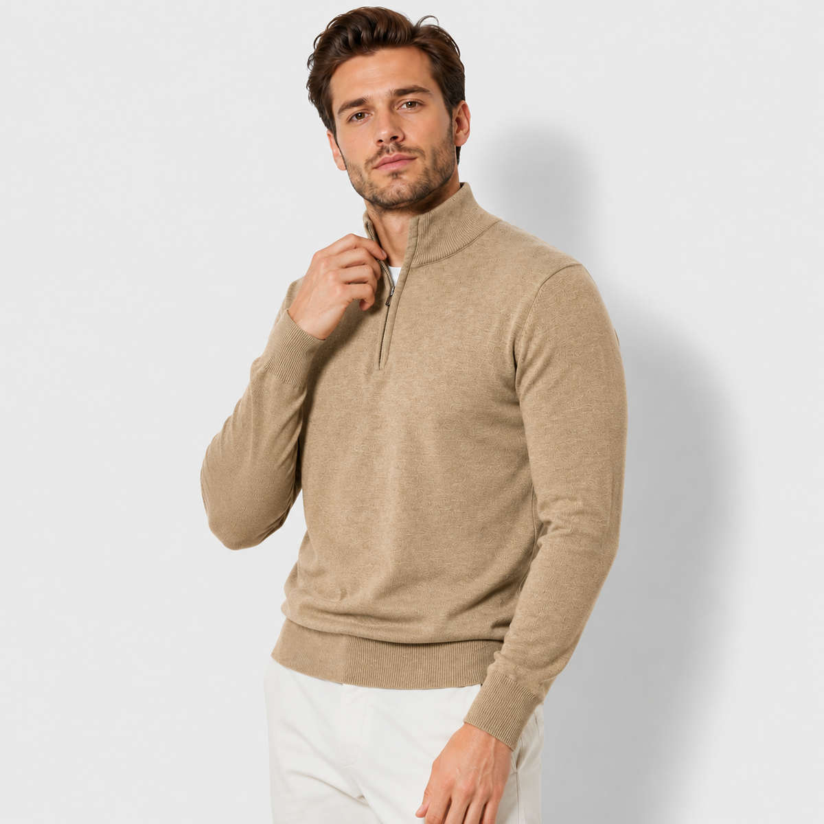 Men’s Sherpa Half-Zip Sweatshirt – Warm Stand Collar Pullover