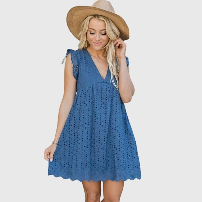 Noa | comfortabel zomer mini jurk v hals