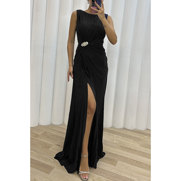 Freesia | Geplooid maxi jurk vloeiend elegant avond