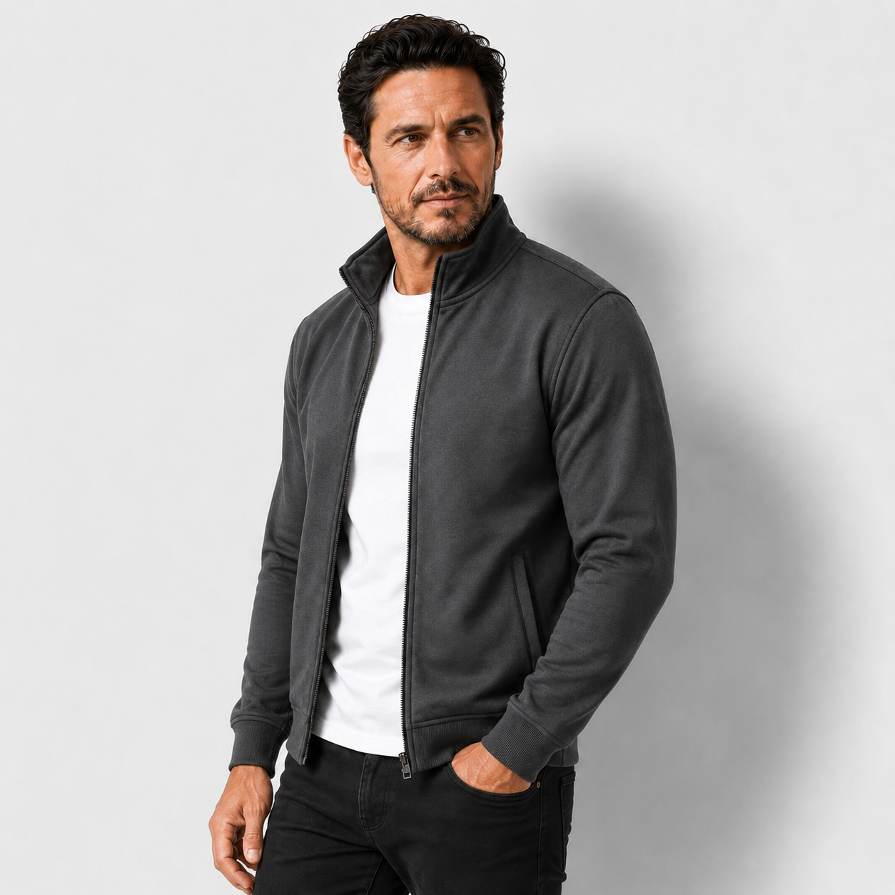 Men's Full-Zip Stand Collar Sweatshirt