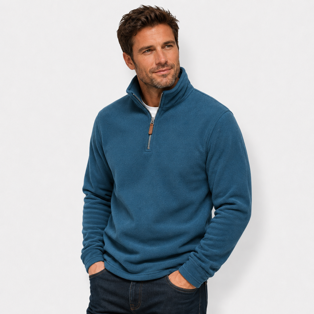 Men's Fleece Half-Zip Stand Collar Sweatshirt