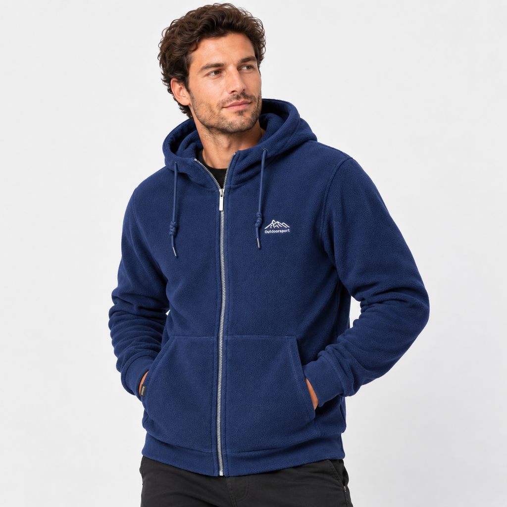 Men's Thickened Polar Fleece Hooded Cardigan Jacket