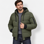 Men’s Winter Plush Hooded Jacket – Thick Warm Zip-Up Outdoor Coat