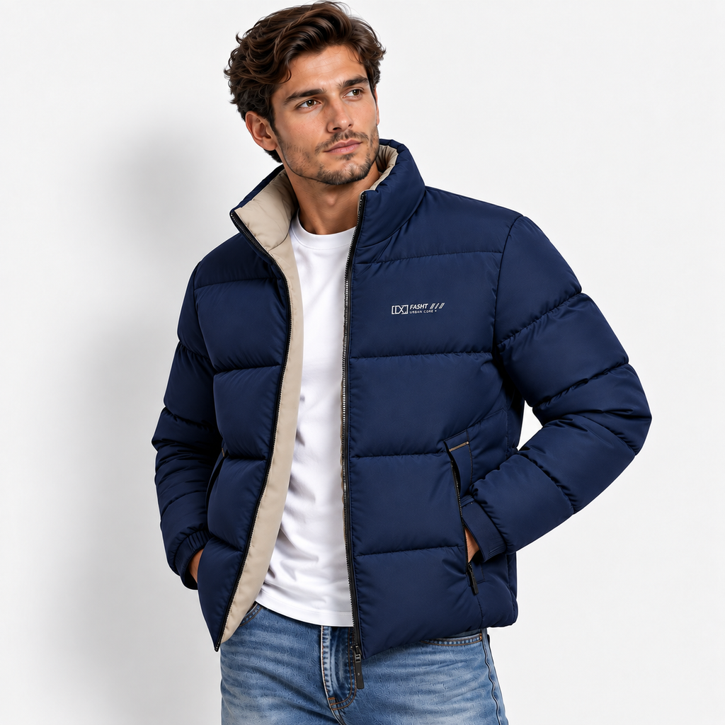 Men’s Winter Thickened Stand Collar Jacket – Warm Casual Puffer Coat