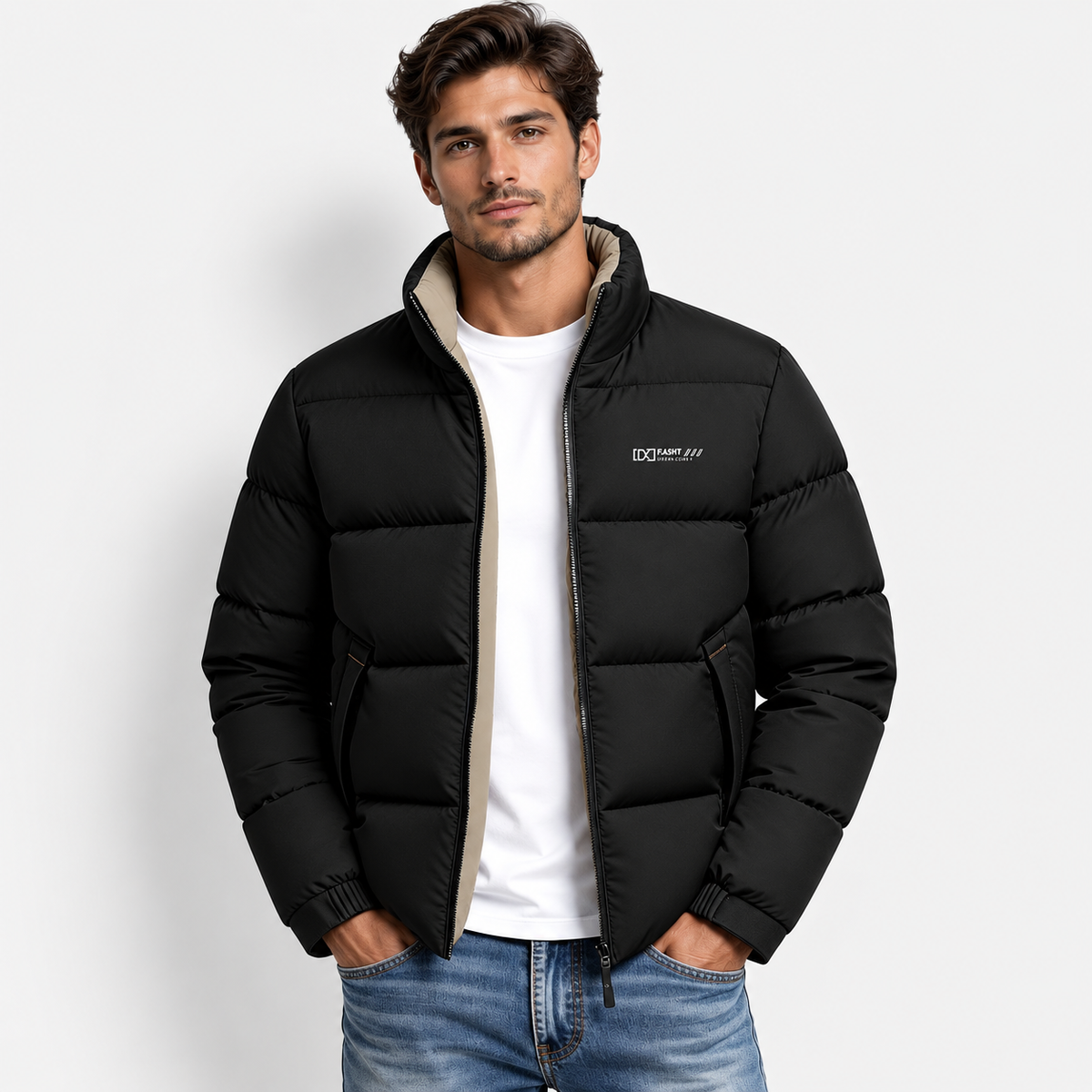 Men’s Winter Thickened Stand Collar Jacket – Warm Casual Puffer Coat