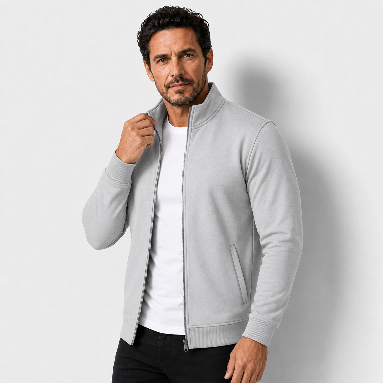 Men's Full-Zip Stand Collar Sweatshirt
