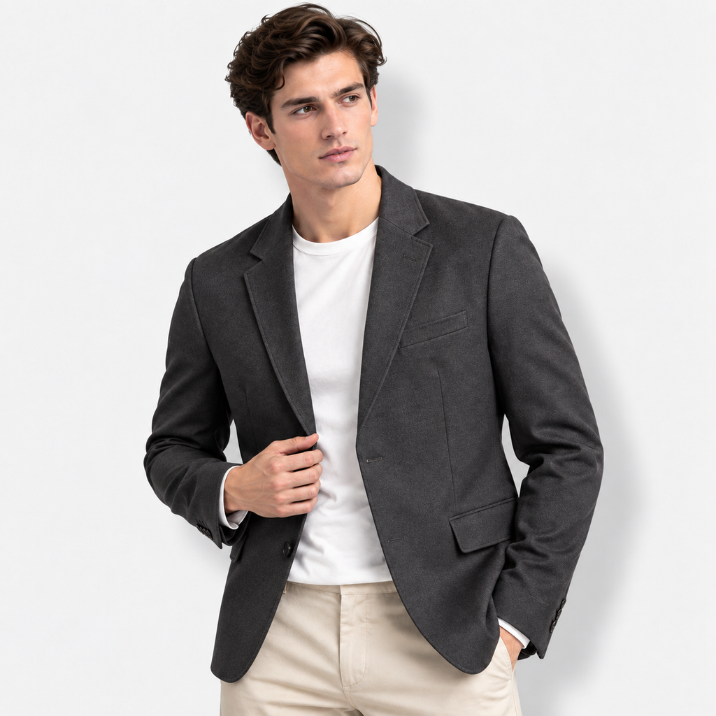 Men’s Plus-Size Cotton-Linen Single-Breasted Blazer