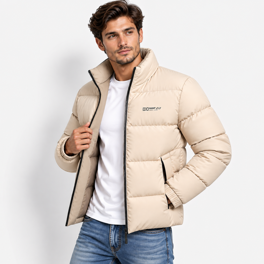 Men’s Winter Thickened Stand Collar Jacket – Warm Casual Puffer Coat