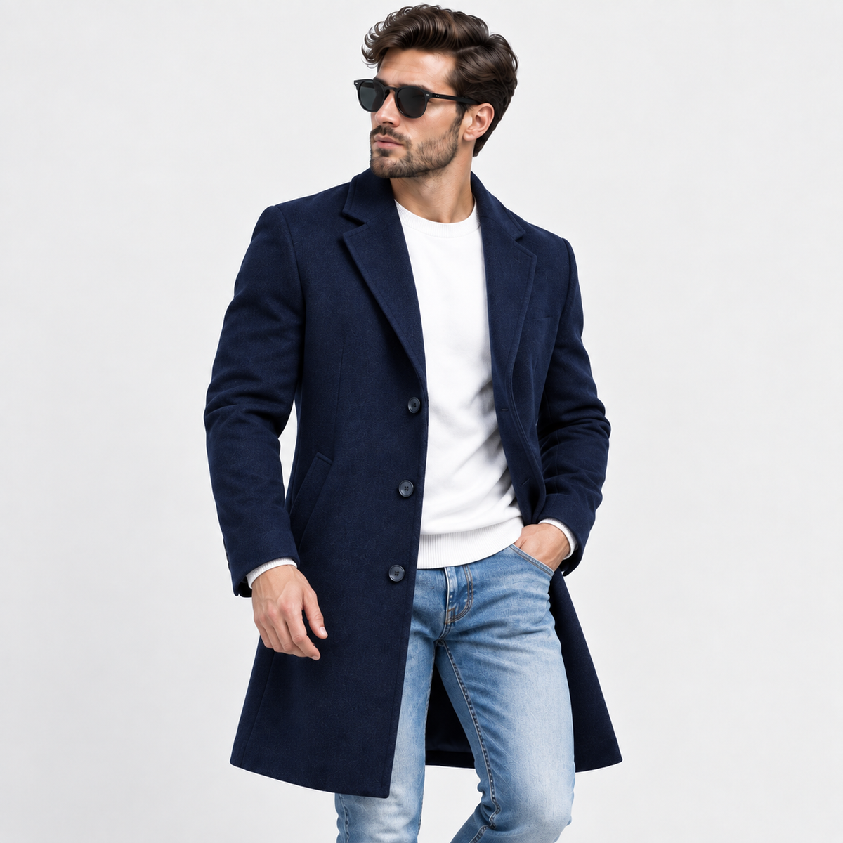 Men’s Classic Slim Fit Long Trench Coat