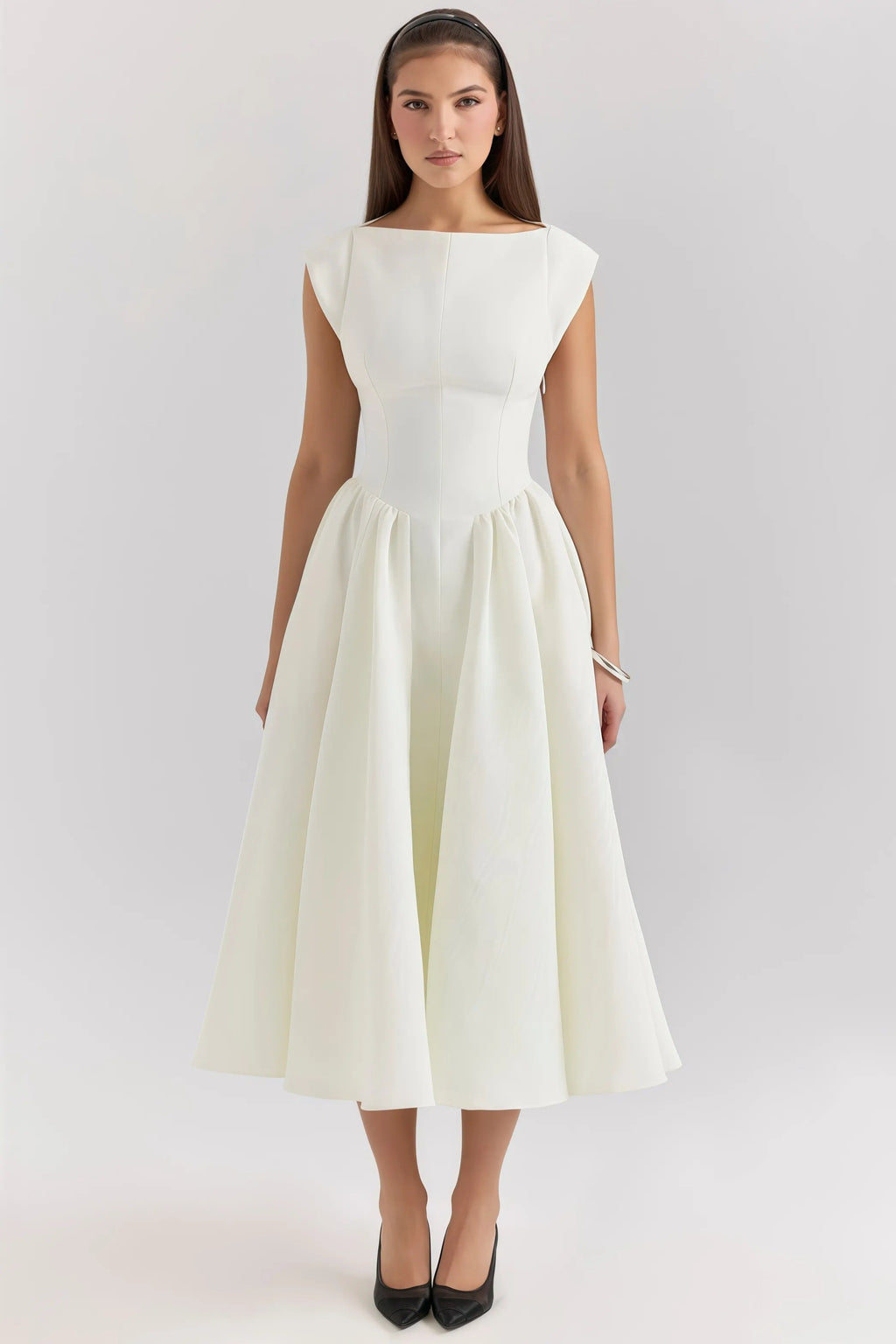 Nora | rugloze midi jurk ruches elegant