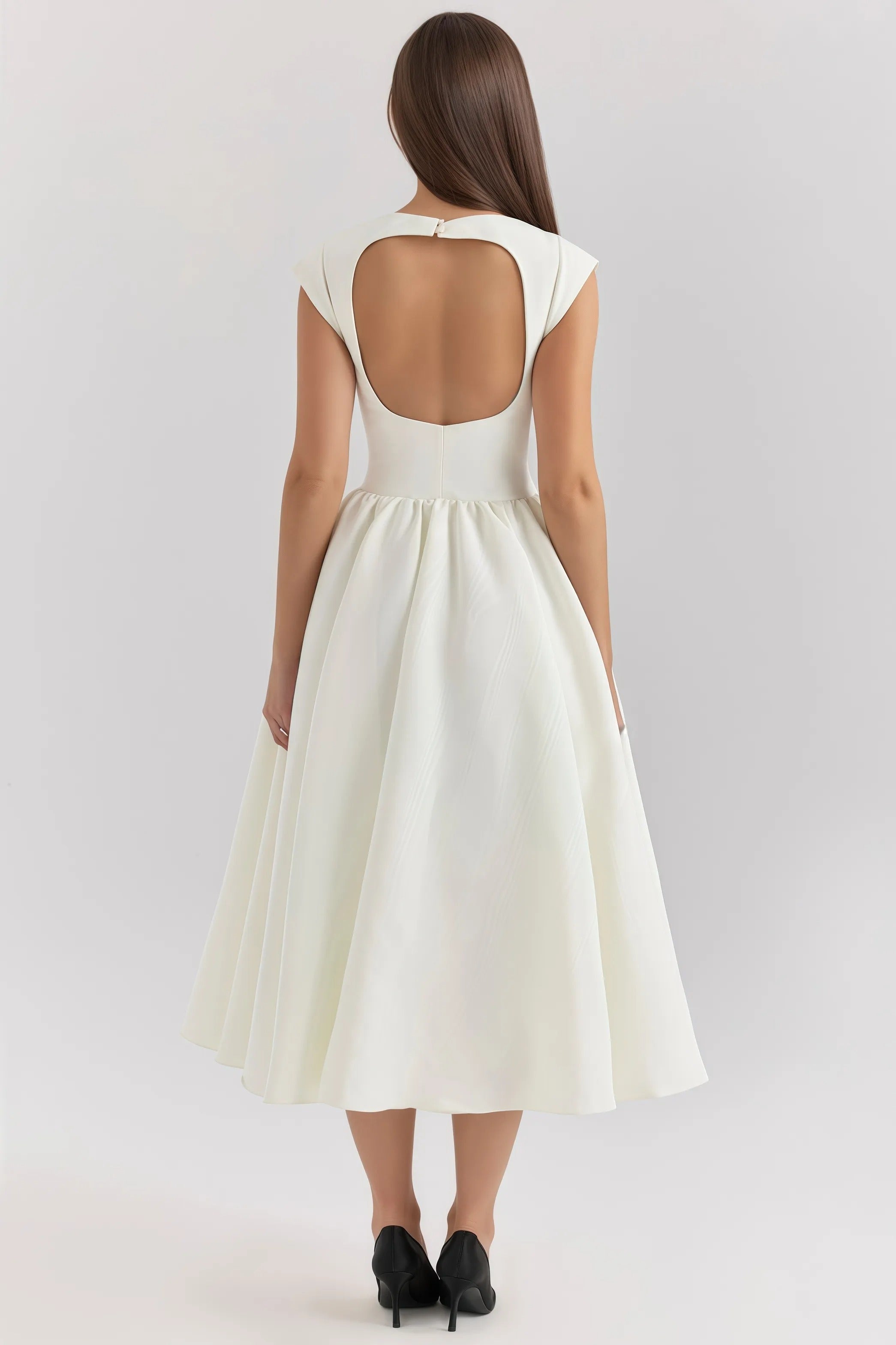 Nora | rugloze midi jurk ruches elegant