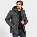 Men’s Heavyweight Detachable Hood Cargo Bomber Jacket