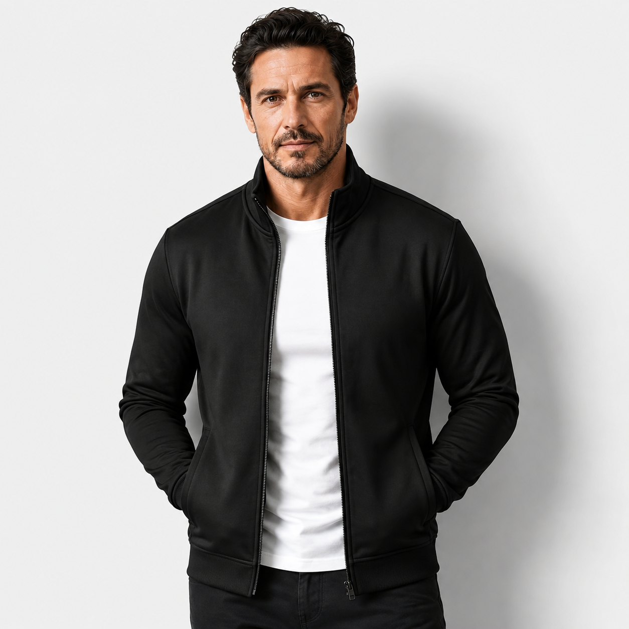 Men's Full-Zip Stand Collar Sweatshirt