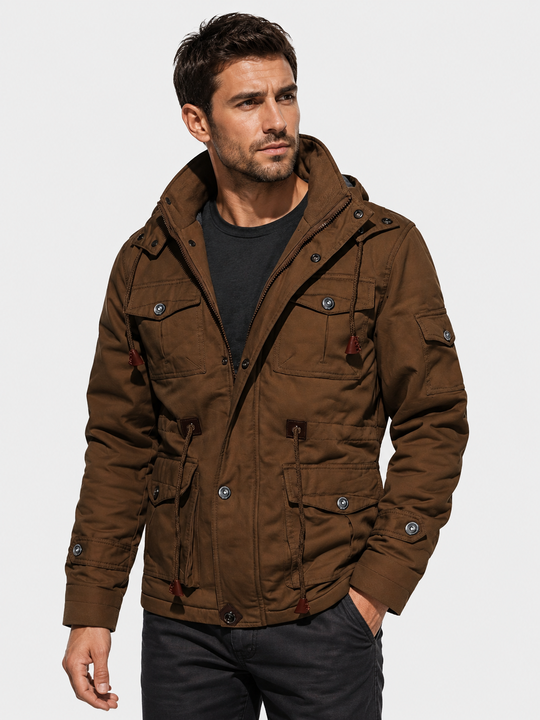 Men’s Fleece Hooded Jacket – Warm, Windproof & Functional
