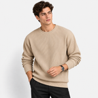 Men’s Ribbed Knit Crew Neck Pullover – Casual Long Sleeve Sweater