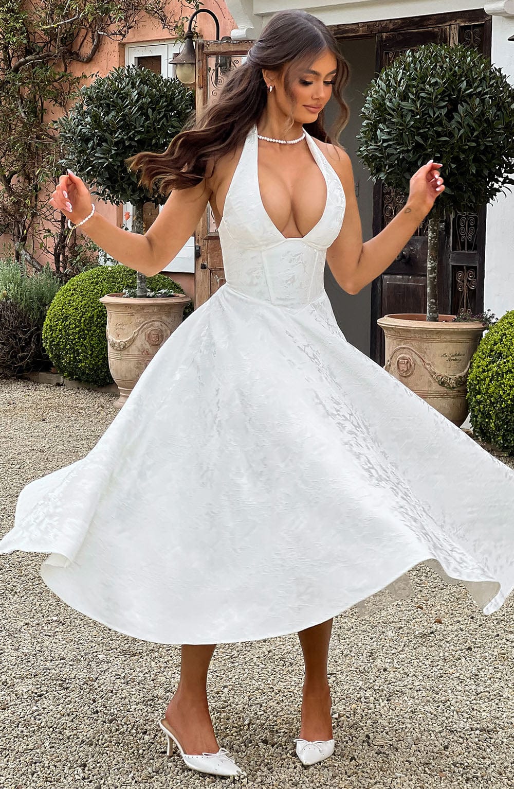 Hailey | Halter midi jurk elegant bruiloft