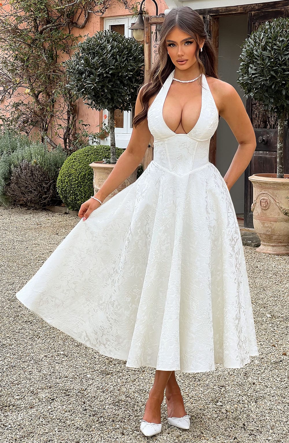 Hailey | Halter midi jurk elegant bruiloft