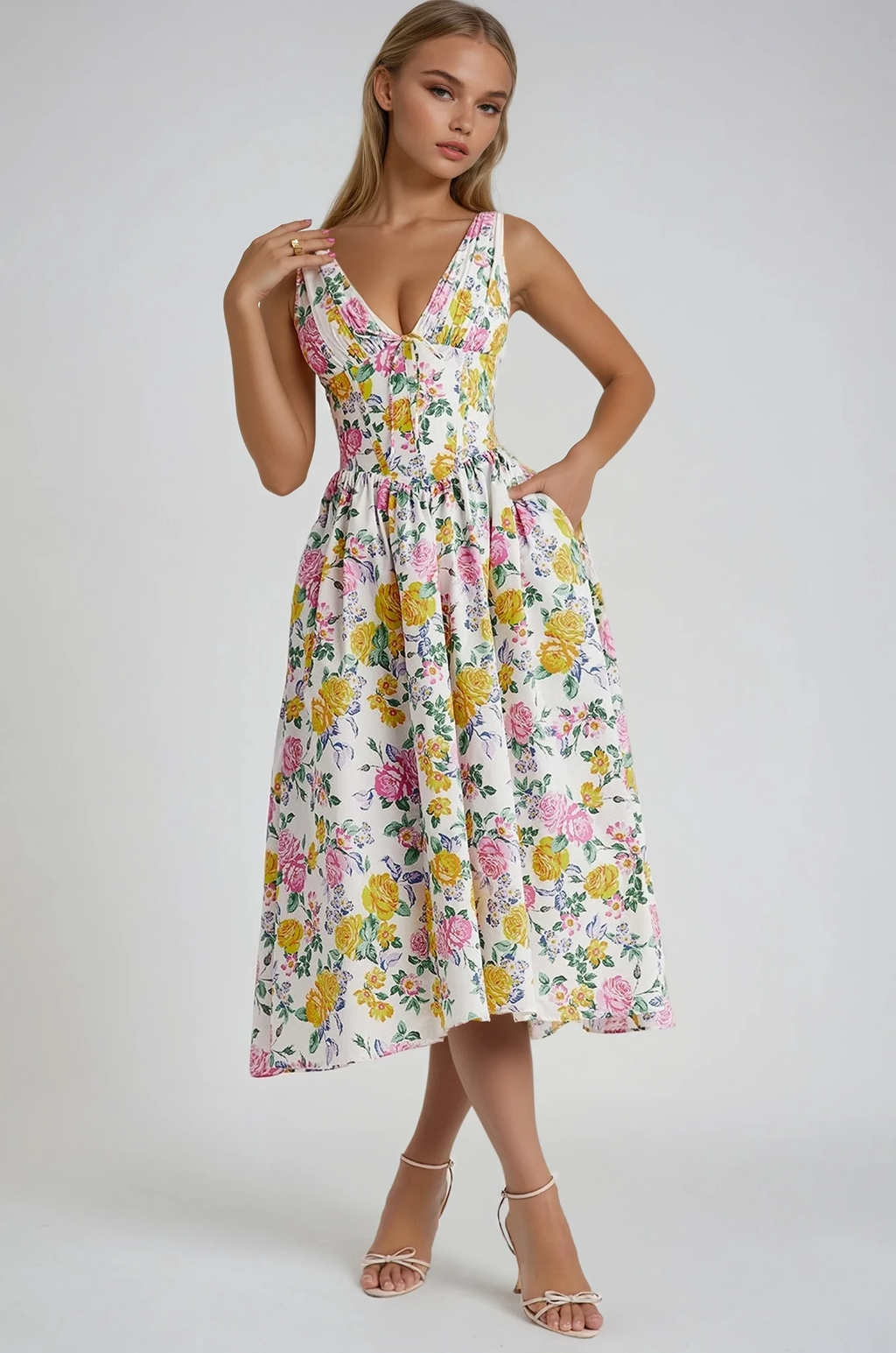 Edith | Luchtige bloemen zomerjurk elegant casual