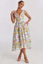 Saffron | Bloemen zomerjurk elegant casual vloeiend