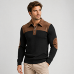 Men’s Color-Block Stand Collar Pullover – Warm Half-Zip Casual Sweater