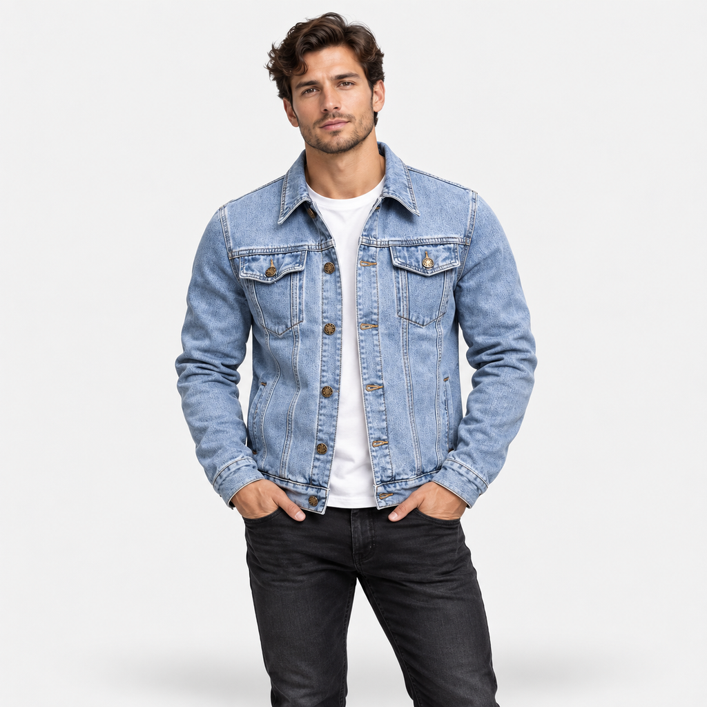 Men’s Vintage Slim-Fit Denim Jacket – Casual Lapel Jean Coat