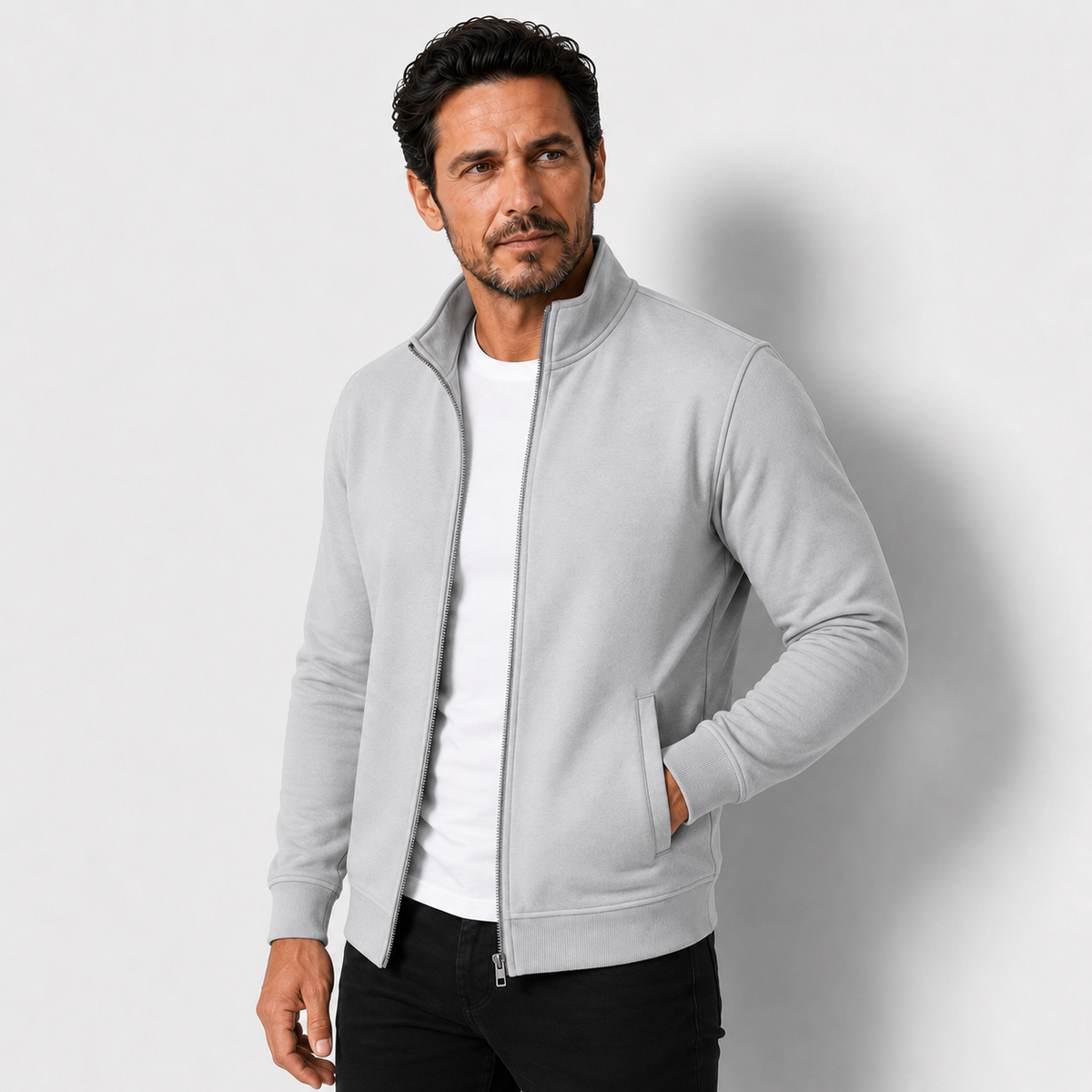 Men's Full-Zip Stand Collar Sweatshirt