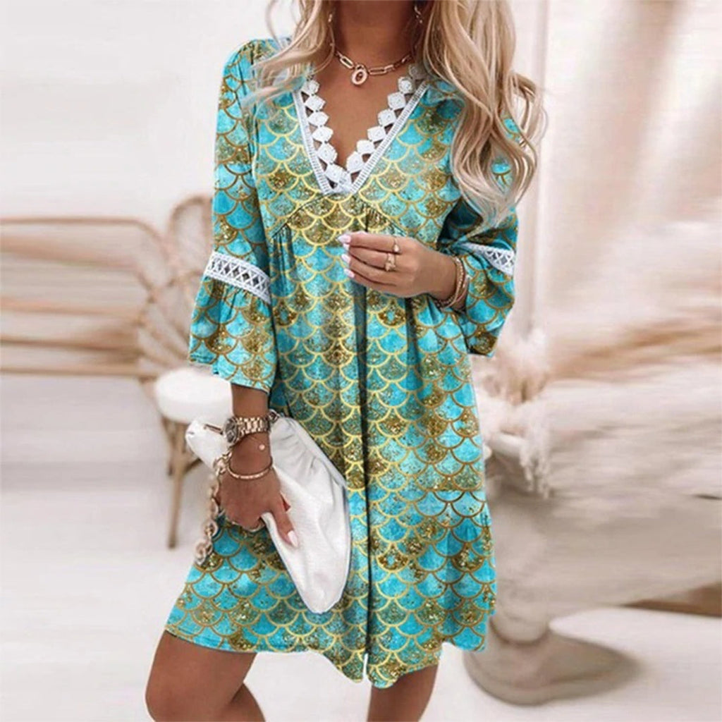 Elara | bloemenjurk kant v-hals zomer elegant