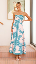 Briar | Retro print maxi jurk elegant modern bruiloft