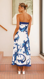 Briar | Retro print maxi jurk elegant modern bruiloft