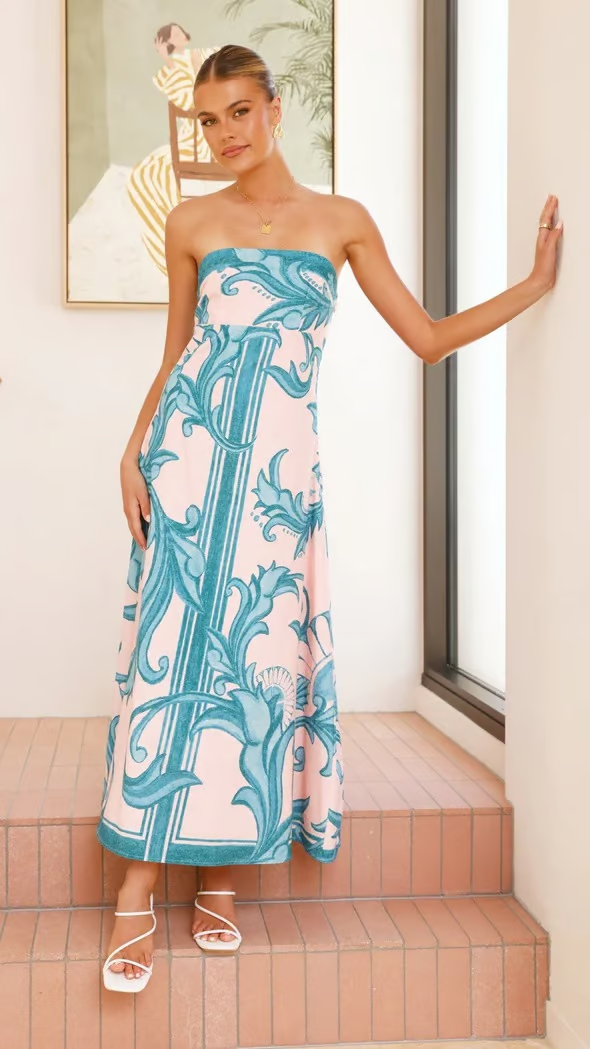 Briar | Retro print maxi jurk elegant modern bruiloft