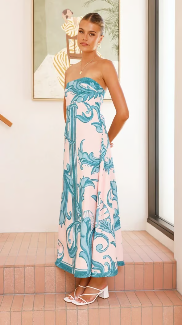 Briar | Retro print maxi jurk elegant modern bruiloft