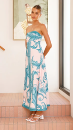 Briar | Retro print maxi jurk elegant modern bruiloft