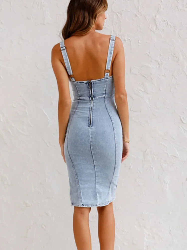 Kyomi | jeansjurk verstelbare bandjes denim casual