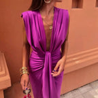 Amelia | Zachte geplooid midi jurk elegant feest
