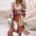 Elara | bloemenjurk kant v-hals zomer elegant