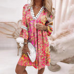 Elara | bloemenjurk kant v-hals zomer elegant