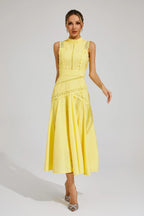 Lily | Mouwloze kant midi jurk elegant bruiloft
